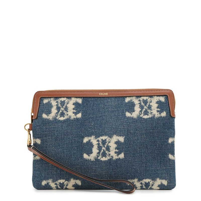 セリーヌ クラッチバッグ トリオンフ ストラップ付きスモールポーチ デニム 10J502 CELINE セカンドバッグ