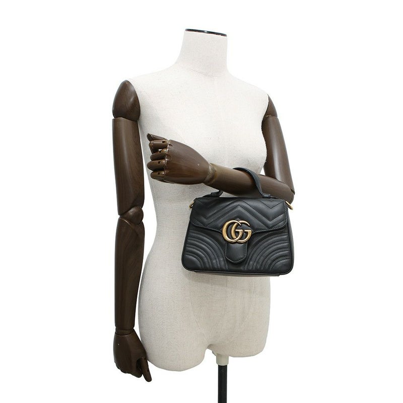 グッチ ハンドバッグ GGマーモント スモール トップハンドルバッグ 547260 GUCCI シェブロン 2wayチェーンショルダー 黒