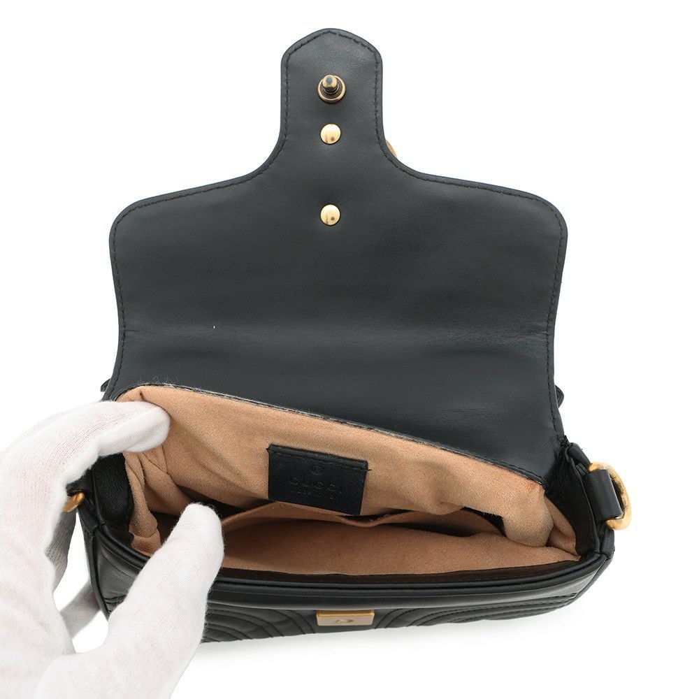 グッチ / GUCCI　GGマーモント ミニ トップハンドル / チェーン ショルダーバッグ　547260　レザー　ブラック 【中古】 楽天市場】グッチ GUCCI ミニトップハンドルバッグ 547260