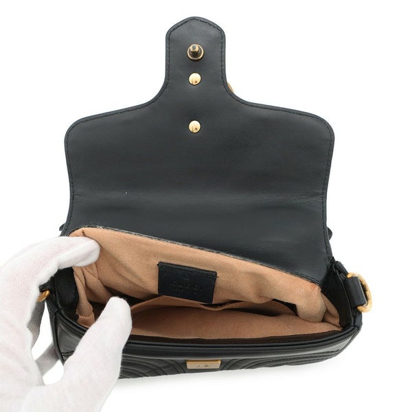 グッチ ハンドバッグ GGマーモント スモール トップハンドルバッグ 547260 GUCCI シェブロン 2wayチェーンショルダー 黒