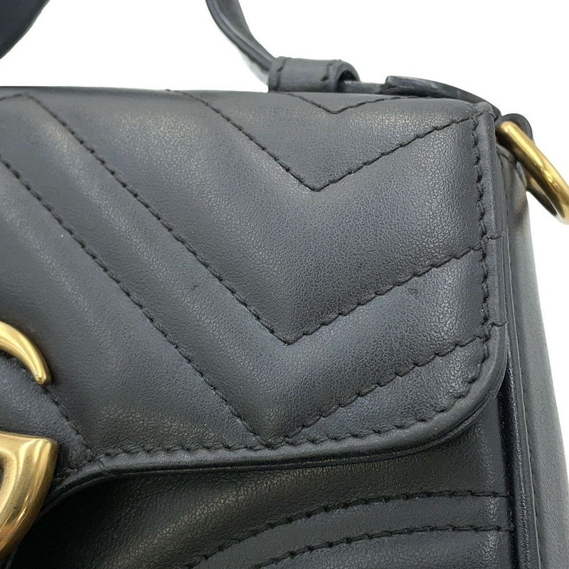 グッチ ハンドバッグ GGマーモント スモール トップハンドルバッグ 547260 GUCCI シェブロン 2wayチェーンショルダー 黒