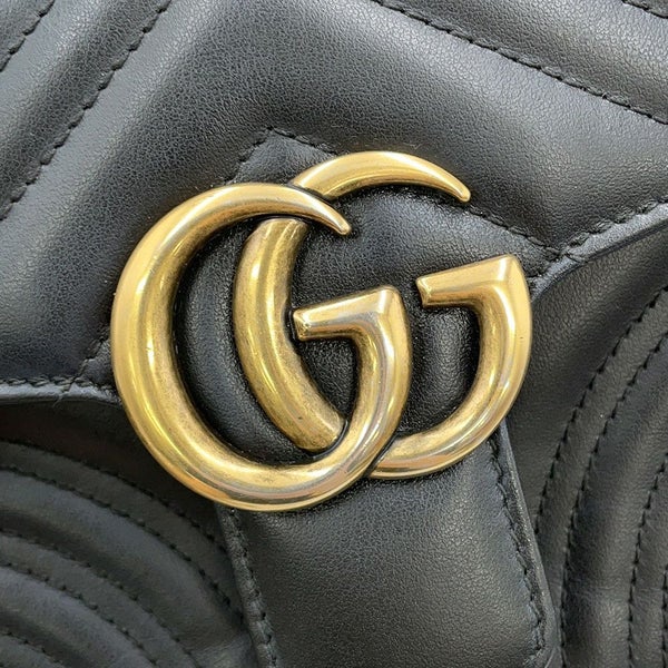グッチ ハンドバッグ GGマーモント スモール トップハンドルバッグ 547260 GUCCI シェブロン 2wayチェーンショルダー 黒