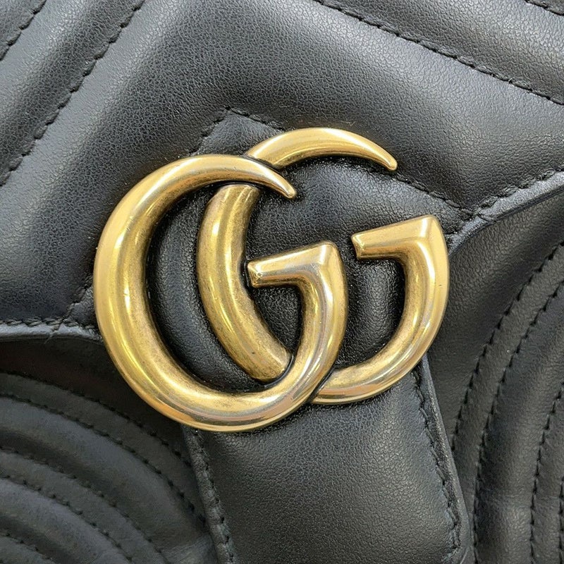 グッチ ハンドバッグ GGマーモント スモール トップハンドルバッグ 547260 GUCCI シェブロン 2wayチェーンショルダー 黒