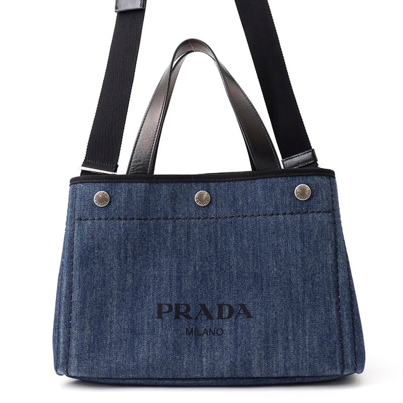 プラダ ハンドバッグ ロゴ デニム 1BG311 PRADA 2way 黒