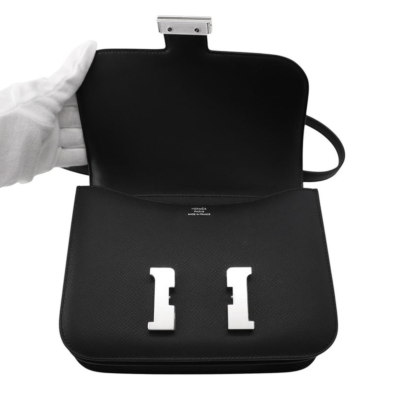 エルメス ショルダーバッグ ミニ コンスタンス3 ミロワール ブラック/シルバー金具 エプソン G刻印 HERMES Constance 黒