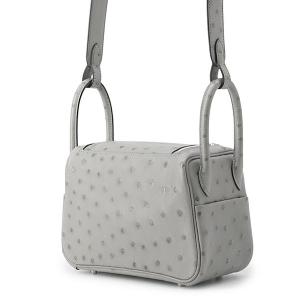 エルメス ハンドバッグ リンディ ミニ グリムエット/シルバー金具 オーストリッチ G刻印 HERMES バッグ 2wayショルダーバッグ