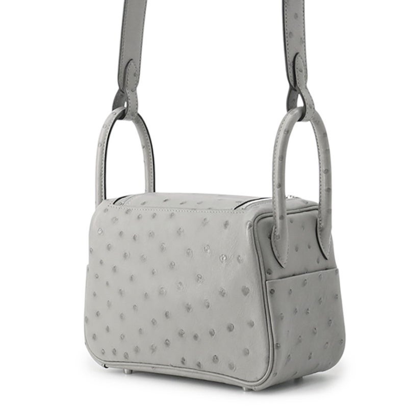 エルメス ハンドバッグ リンディ ミニ グリムエット/シルバー金具 オーストリッチ G刻印 HERMES バッグ 2wayショルダーバッグ