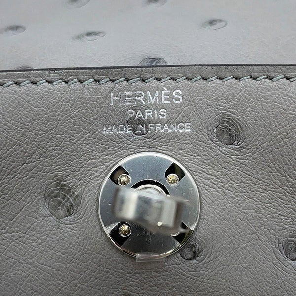 エルメス ハンドバッグ リンディ ミニ グリムエット/シルバー金具 オーストリッチ G刻印 HERMES バッグ 2wayショルダーバッグ