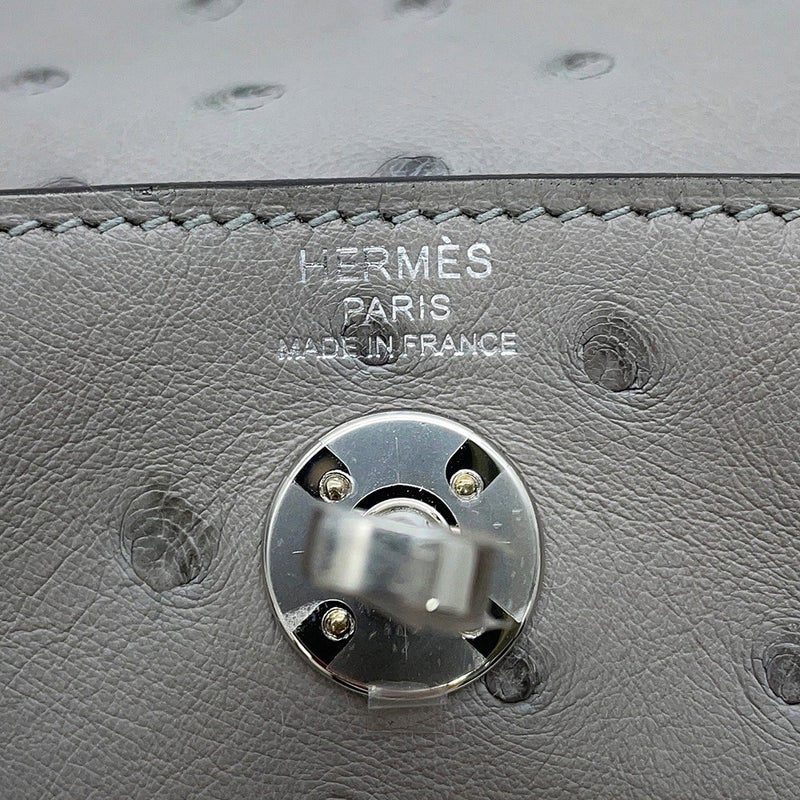 エルメス ハンドバッグ リンディ ミニ グリムエット/シルバー金具 オーストリッチ G刻印 HERMES バッグ 2wayショルダーバッグ