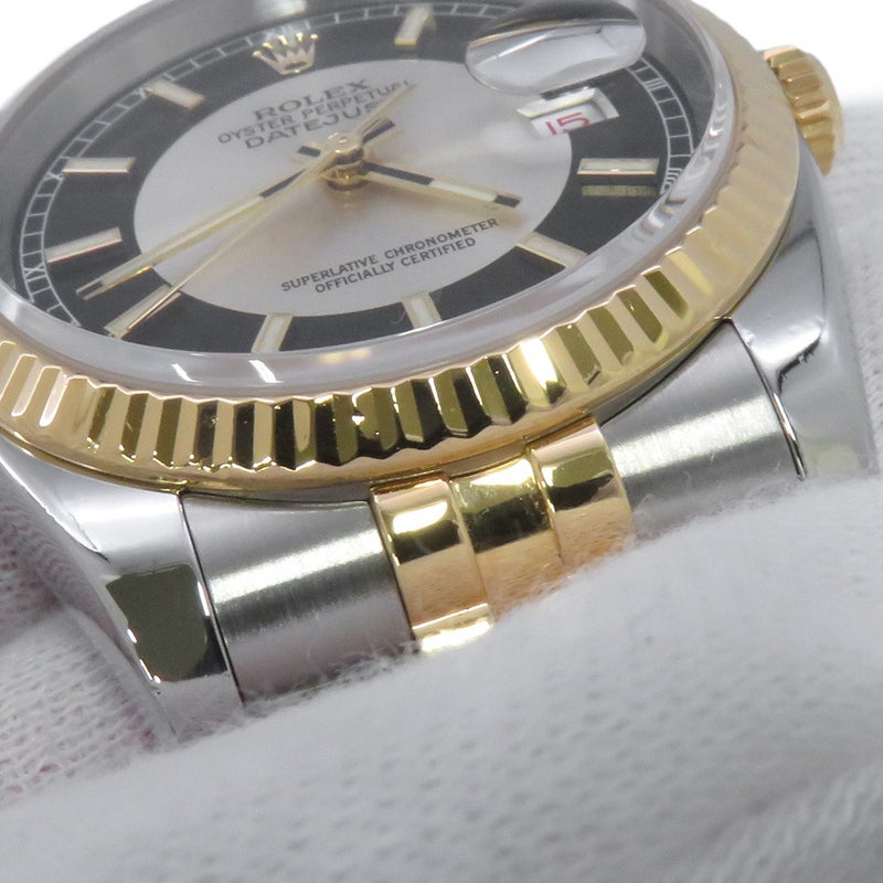 ロレックス デイトジャスト D番 SS/K18YG 116233 ROLEX 腕時計 ブラック/シルバー文字盤
