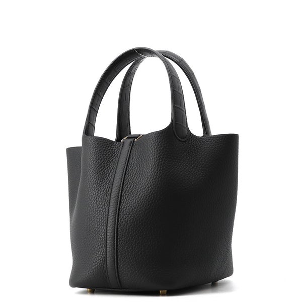 エルメス ハンドバッグ ピコタンロックPM タッチ ブラック/ゴールド金具 トリヨンクレマンス/アリゲーターマット K刻印 HERMES 黒