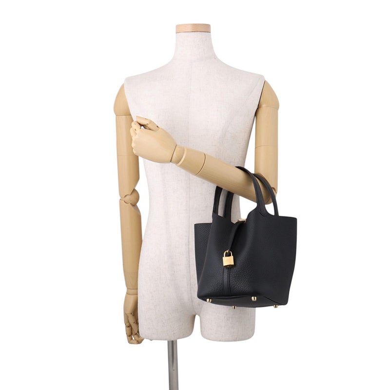 エルメス ハンドバッグ ピコタンロックPM タッチ ブラック/ゴールド金具 トリヨンクレマンス/アリゲーターマット K刻印 HERMES 黒