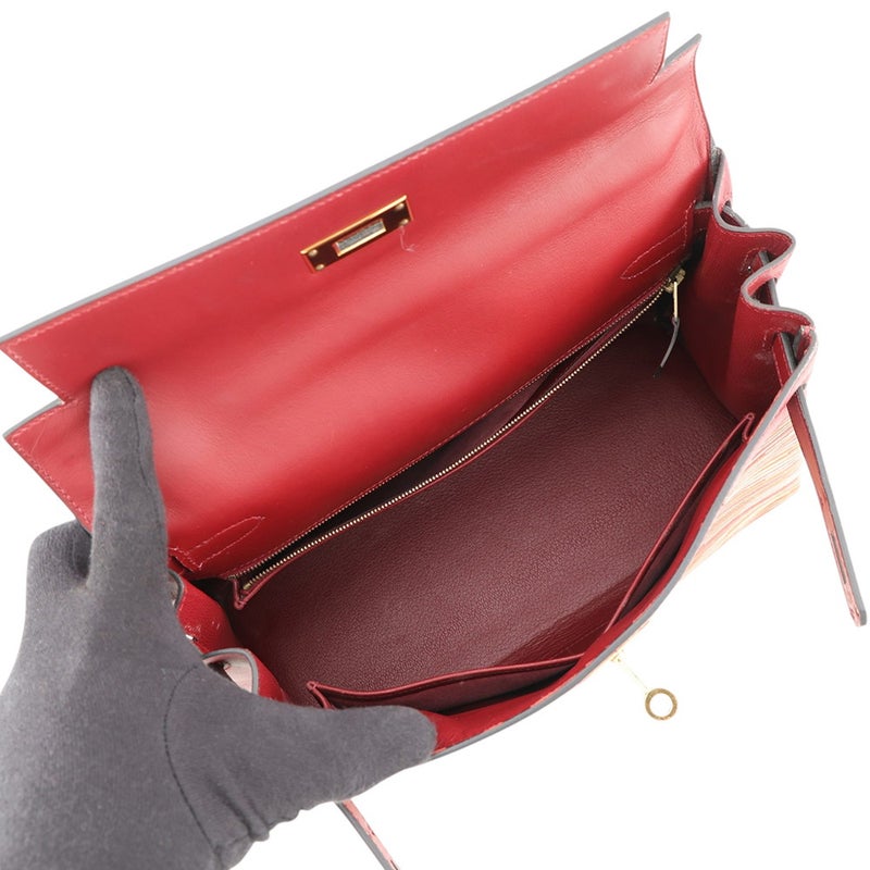 エルメス ハンドバッグ ケリー28 内縫い ルージュヴィフ/マルチカラー/ゴールド金具 ヴィブラート/ボックスカーフ □E刻印 ２way