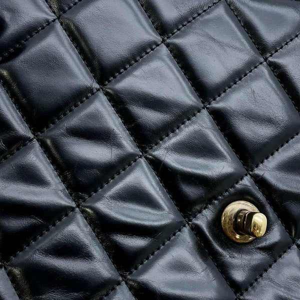 シャネル ハンドバッグ マトラッセ ココマーク トップハンドル レザー CHANEL 2wayチェーンショルダー 黒