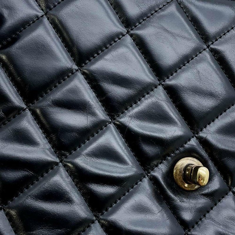 シャネル ハンドバッグ マトラッセ ココマーク トップハンドル レザー CHANEL 2wayチェーンショルダー 黒