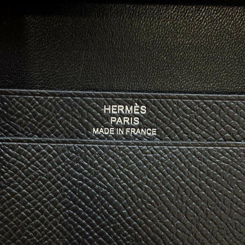 エルメス カードケース ベアン ミニ  モノクローム ブラック/クローム金具 ヴォーエプソン Z刻印 HERMES 財布 黒