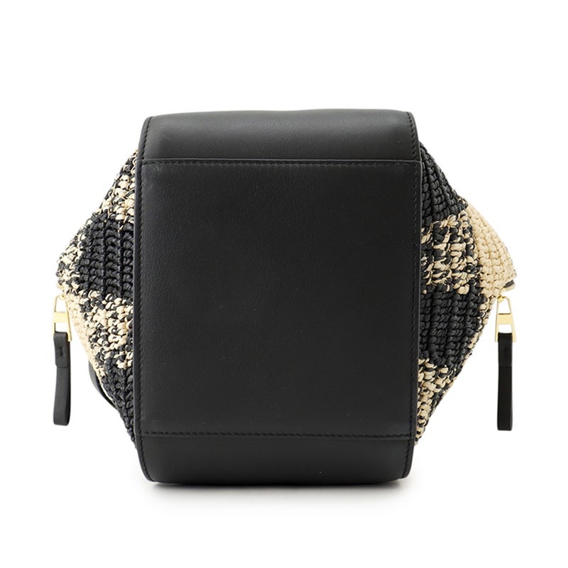 ロエベ ハンドバッグ ハンモック コンパクト レザー ラフィア LOEWE ２wayショルダー 黒