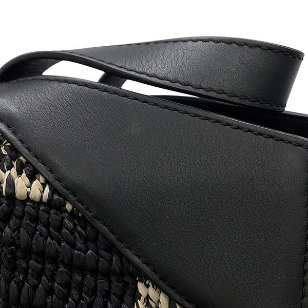 ロエベ ハンドバッグ ハンモック コンパクト レザー ラフィア LOEWE ２wayショルダー 黒