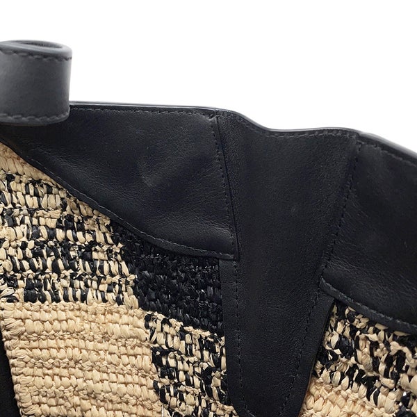 ロエベ ハンドバッグ ハンモック コンパクト レザー ラフィア LOEWE ２wayショルダー 黒