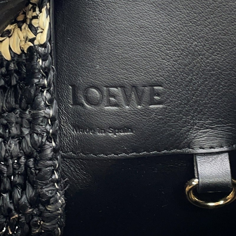 ロエベ ハンドバッグ ハンモック コンパクト レザー ラフィア LOEWE ２wayショルダー 黒