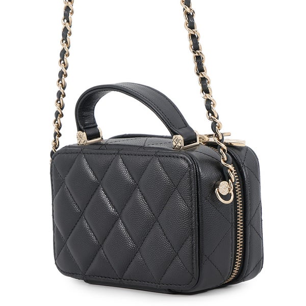 シャネル チェーンバニティバック ミニ マトラッセ ココマーク キャビアスキン AP2634 CHANEL バッグ 黒