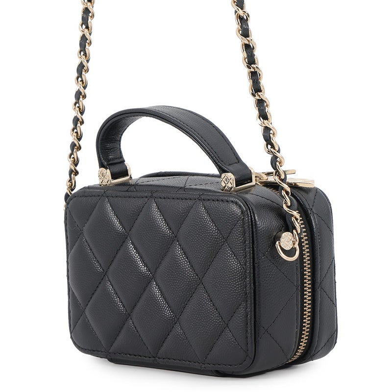 シャネル チェーンバニティバック ミニ マトラッセ ココマーク キャビアスキン AP2634 CHANEL バッグ 黒