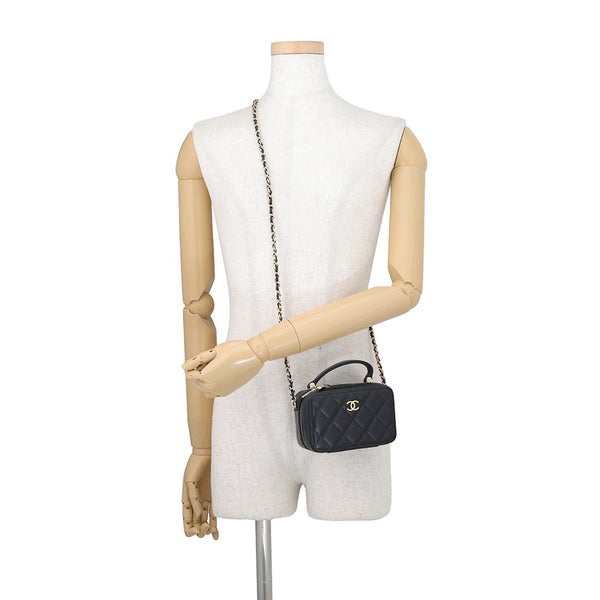シャネル チェーンバニティバック ミニ マトラッセ ココマーク キャビアスキン AP2634 CHANEL バッグ 黒