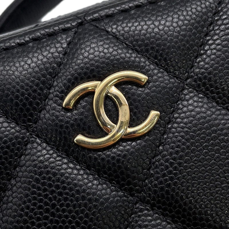 シャネル チェーンバニティバック ミニ マトラッセ ココマーク キャビアスキン AP2634 CHANEL バッグ 黒