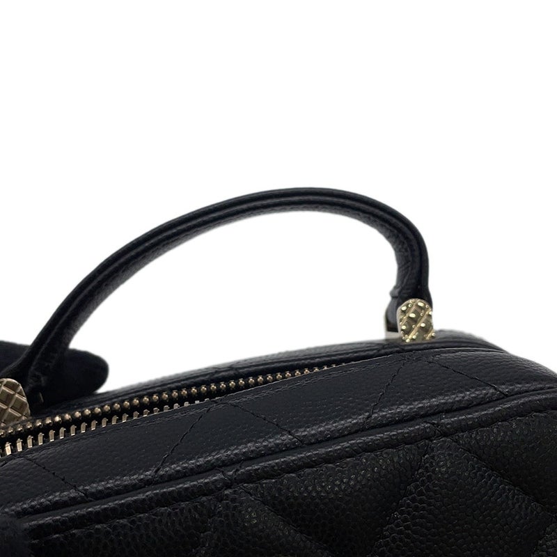 シャネル チェーンバニティバック ミニ マトラッセ ココマーク キャビアスキン AP2634 CHANEL バッグ 黒