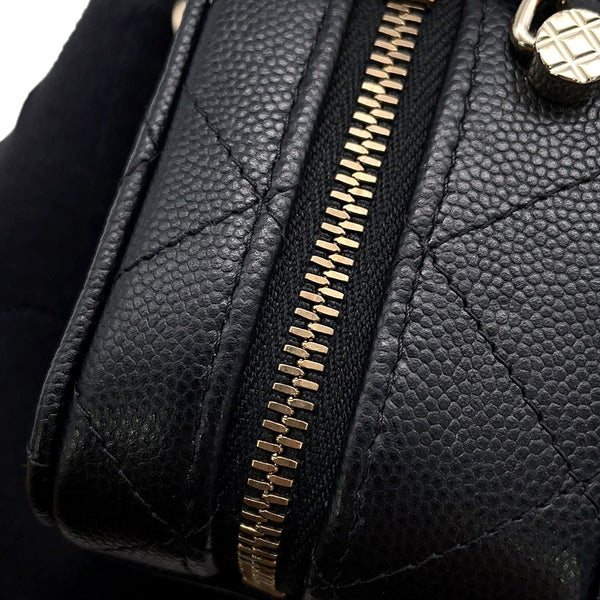 シャネル チェーンバニティバック ミニ マトラッセ ココマーク キャビアスキン AP2634 CHANEL バッグ 黒
