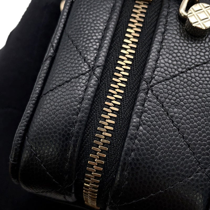 シャネル チェーンバニティバック ミニ マトラッセ ココマーク キャビアスキン AP2634 CHANEL バッグ 黒