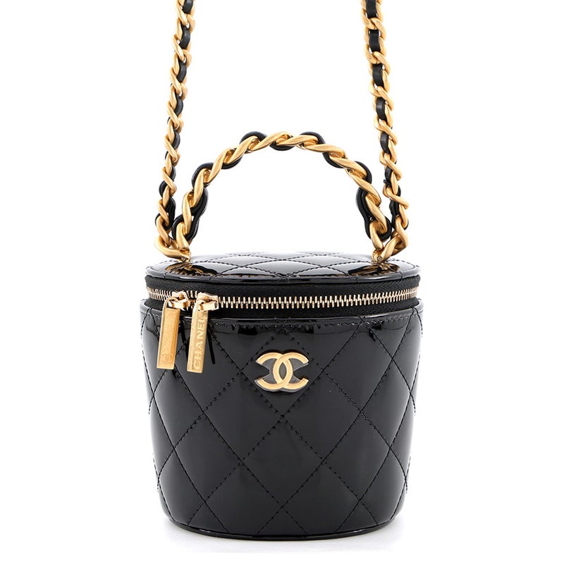 シャネル チェーンショルダーバッグ マトラッセ ココマーク バニティ パテント AP2873 CHANEL 黒 セール品