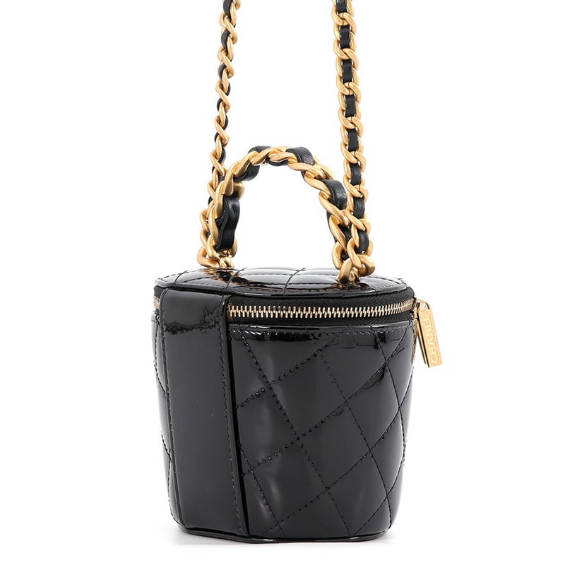 シャネル チェーンショルダーバッグ マトラッセ ココマーク バニティ パテント AP2873 CHANEL 黒 セール品