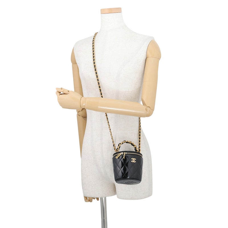 シャネル チェーンショルダーバッグ マトラッセ ココマーク バニティ パテント AP2873 CHANEL 黒 セール品