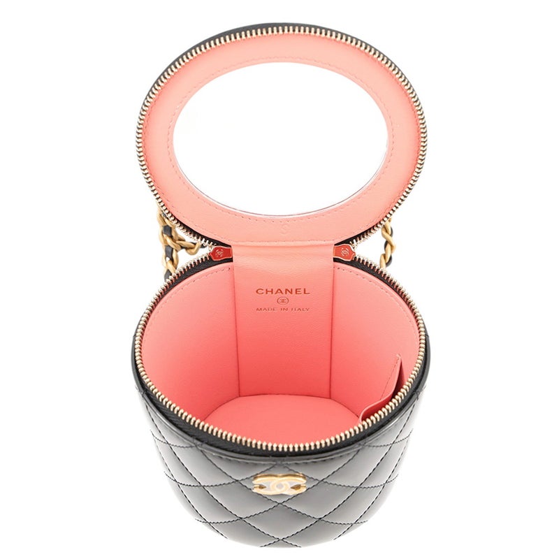 シャネル チェーンショルダーバッグ マトラッセ ココマーク バニティ パテント AP2873 CHANEL 黒 セール品