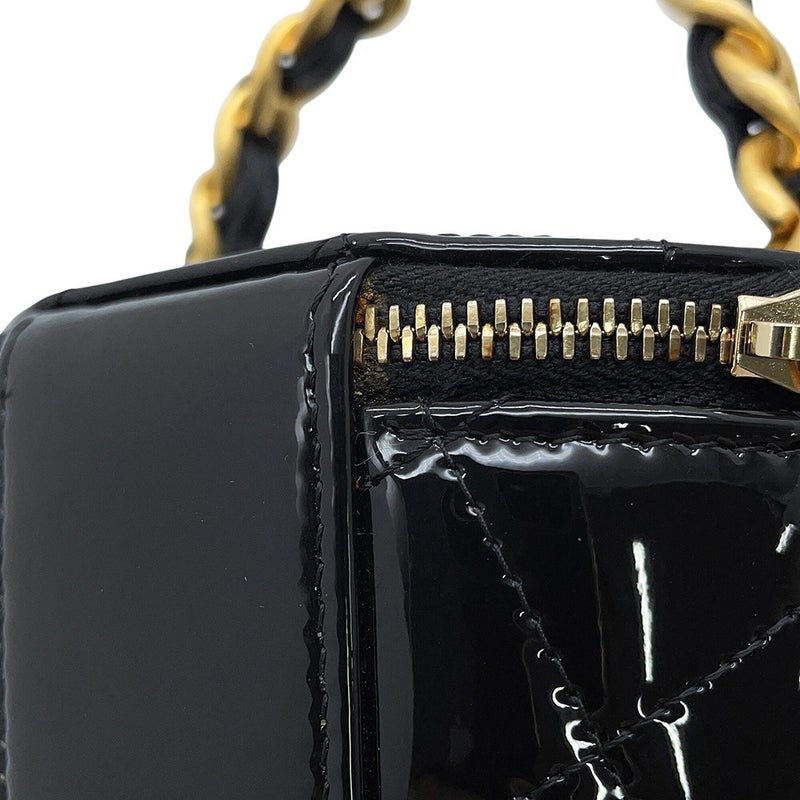 シャネル チェーンショルダーバッグ マトラッセ ココマーク バニティ パテント AP2873 CHANEL 黒 セール品