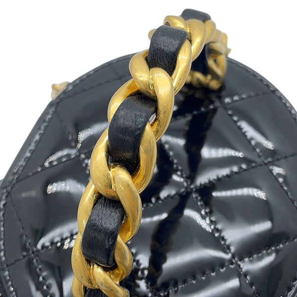 シャネル チェーンショルダーバッグ マトラッセ ココマーク バニティ パテント AP2873 CHANEL 黒 セール品