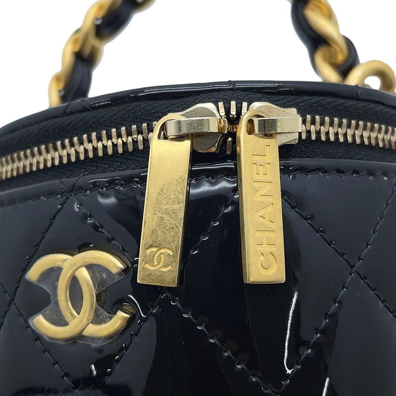 シャネル チェーンショルダーバッグ マトラッセ ココマーク バニティ パテント AP2873 CHANEL 黒 セール品