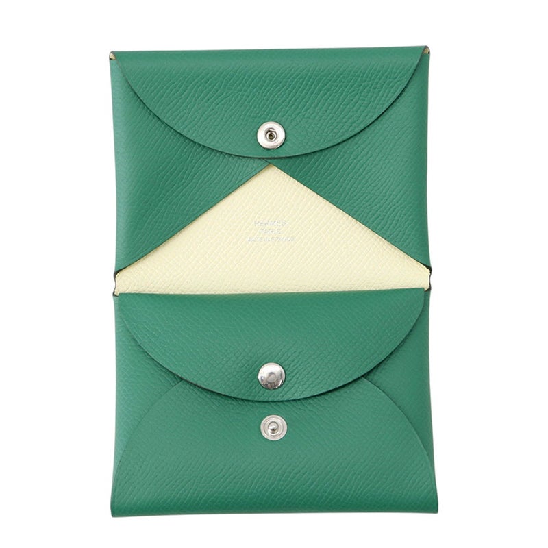 エルメス コインケース カルヴィ デュオ ヴェルソ ヴェールヴェルティゴ/ジョーヌミルトン/シルバー金具 エプソン W刻印