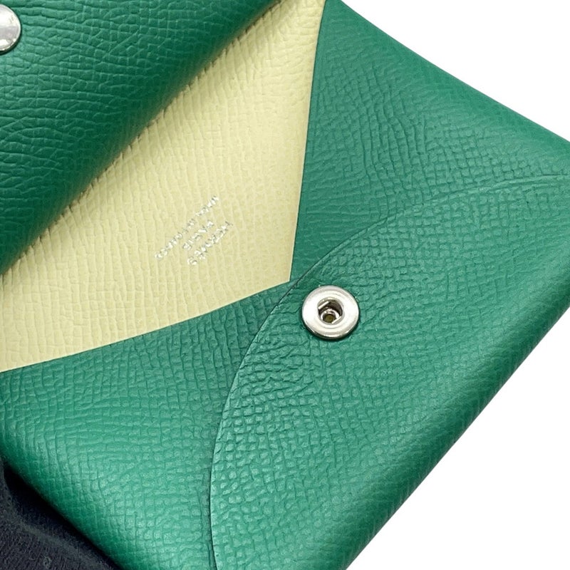 エルメス コインケース カルヴィ デュオ ヴェルソ ヴェールヴェルティゴ/ジョーヌミルトン/シルバー金具 エプソン W刻印