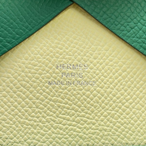 エルメス コインケース カルヴィ デュオ ヴェルソ ヴェールヴェルティゴ/ジョーヌミルトン/シルバー金具 エプソン W刻印