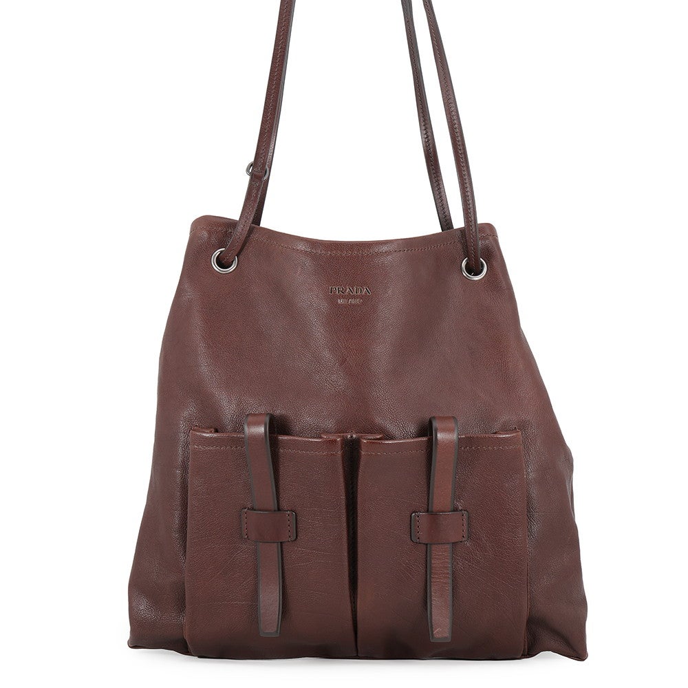 プラダ　バッグ プラダ ショルダーバッグ ルート ラージ レザー ロゴ 1BC293 PRADA