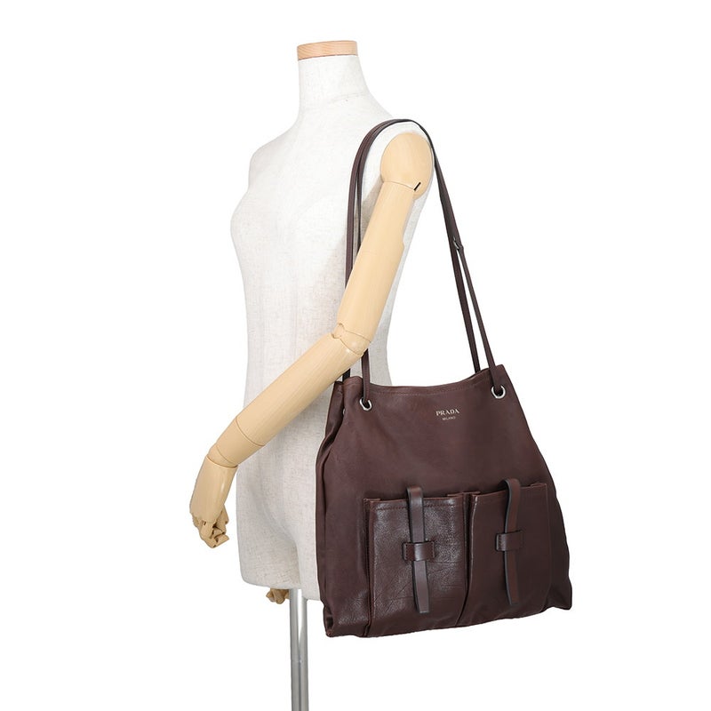 プラダ ショルダーバッグ ルート ラージ レザー ロゴ 1BC293 PRADA ２way