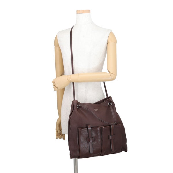 プラダ ショルダーバッグ ルート ラージ レザー ロゴ 1BC293 PRADA ２way