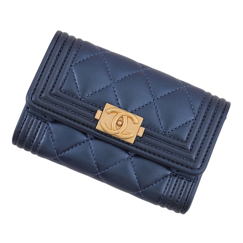 シャネル カードケース ボーイシャネル ココマーク マトラッセ ラムスキン A80603 CHANEL 財布 メタリック 名刺入れ