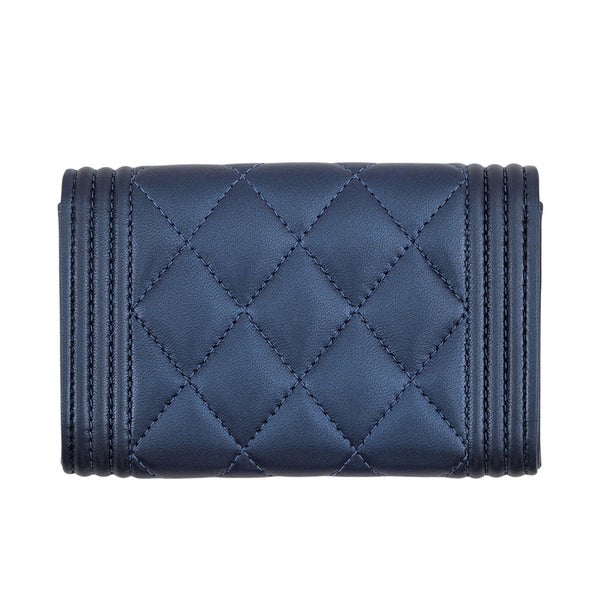 シャネル カードケース ボーイシャネル ココマーク マトラッセ ラムスキン A80603 CHANEL 財布 メタリック 名刺入れ