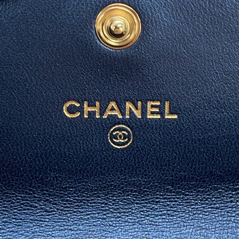 シャネル カードケース ボーイシャネル ココマーク マトラッセ ラムスキン A80603 CHANEL 財布 メタリック 名刺入れ