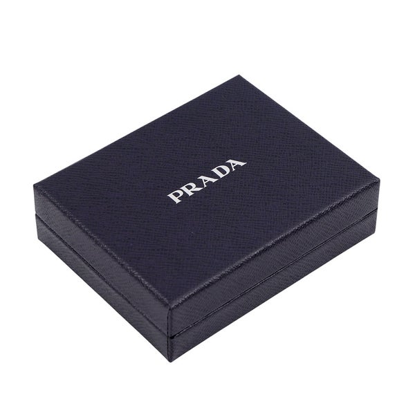 プラダ 二つ折り財布 トライアングルロゴ コンパクトウォレット リッププリント レザー 1ML050 PRADA 黒