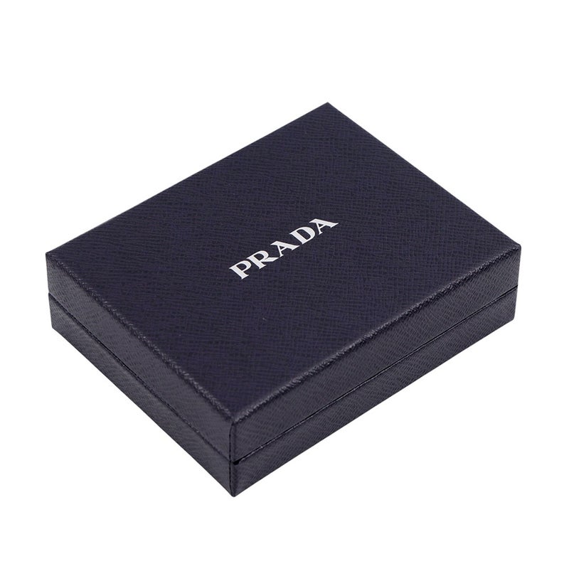 プラダ 二つ折り財布 トライアングルロゴ コンパクトウォレット リッププリント レザー 1ML050 PRADA 黒