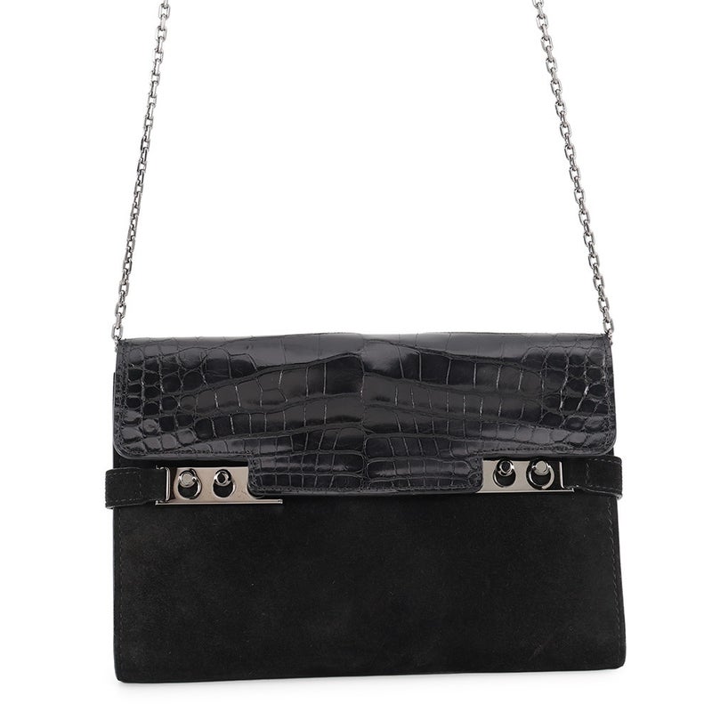 デルヴォー チェーンウォレット タンペート クロコダイル スエード Delvaux 財布 黒